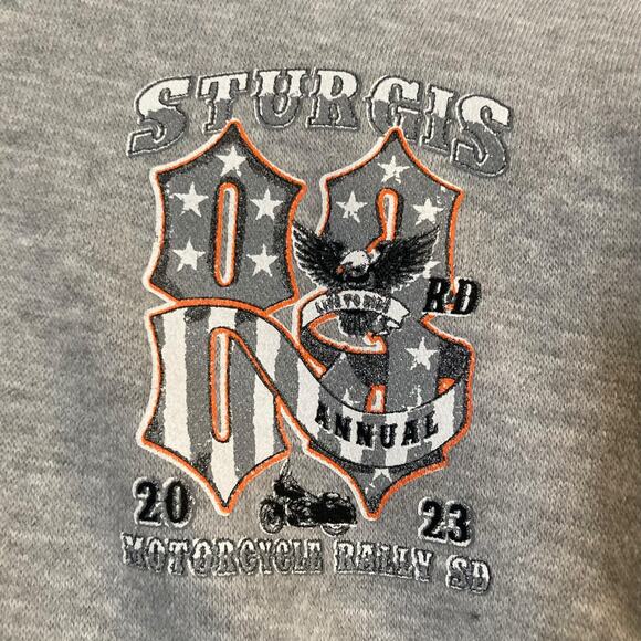 2023 Heather Gray White Sturgis Motorcycle Rally Bikercore Biker Sweatshirt S - Picture 8 of 16